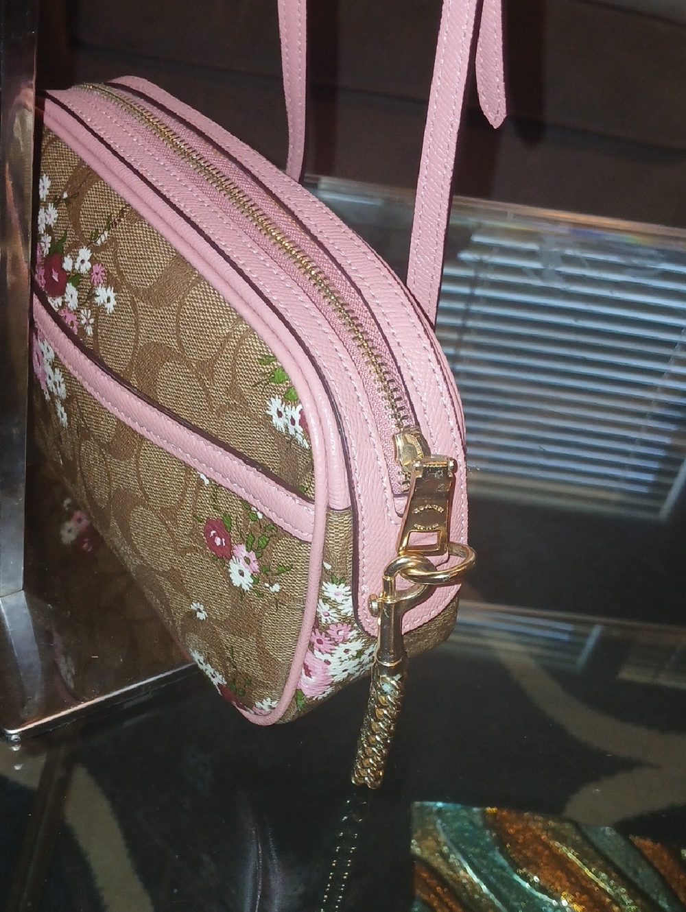 Coach Isla Floral Crossbody with Pink Trim & Floral Accents - Picture 2 of 7